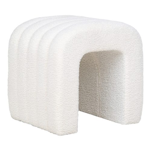 Colma puff, plüss, fehér, 41x36,5 cm