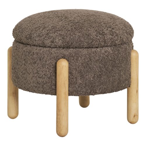 Medas puff tárolóval, bouclé, barna, natúr