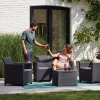 Claire 4 személyes kerti bútor garnitúra párnatartós asztallal grafit