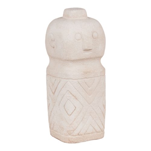 Asztali dekoráció, cement, bézs, 6,5x6,5x15 cm