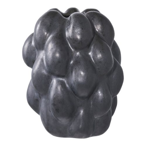 Váza, kerámia, fekete, 14x15x19 cm