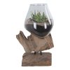 San Marino vízcsepp asztali dekoráció, teak fa/üveg, 25 cm