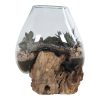 San Marino vízcsepp asztali dekoráció, teak fa/üveg, 20 cm