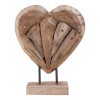 Almada Dekorációs szív teak fából, natúr, h30 cm