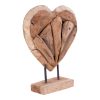 Almada Dekorációs szív teak fából, natúr, h30 cm