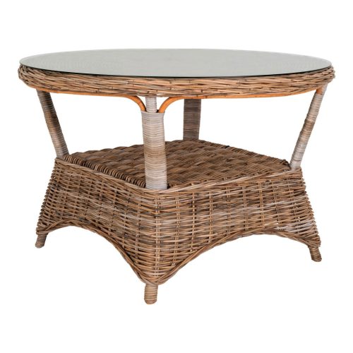 Larisa kerti asztal, kubu rattan, üveg, szürke 120x77 cm