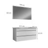 Cube Fürdőszobabútor 100 cm kerámia mosdóval 2 fiókos tükörrel 60x100 cm antracit szürke