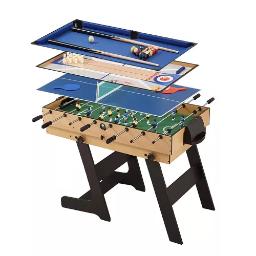 4 az 1-ben játékasztal, csocsó, ping-pong, biliárd és curling bowling játékhoz