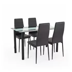Mezza 4+1 étkező garnitúra fekete-fekete