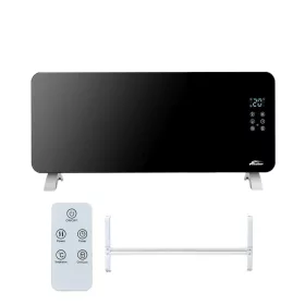 Hekla elektromos fűtőtest 1000W/2000W teljesítménnyel, elegáns fekete üvegfelülettel és digitális kijelzővel