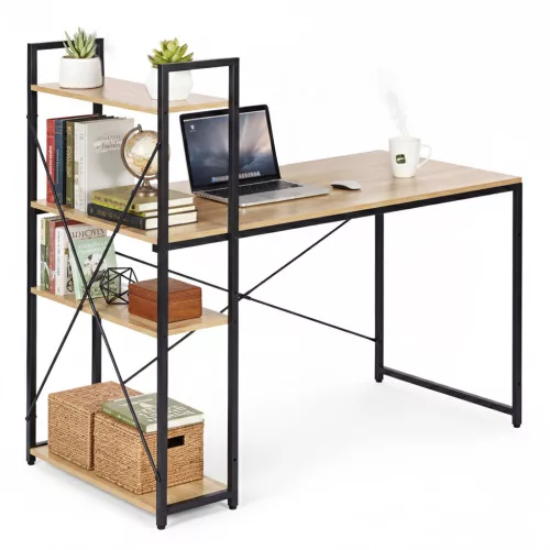 Íróasztal 120x60 cm 3 Polccal Loft Stílus
