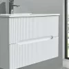 Trent Fürdőszobabútor 80 cm kerámia mosdóval (2 fiókos) tükörrel 60x80 cm fehér