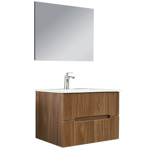 Trent Fürdőszobabútor 80 cm kerámia mosdóval 2 fiókos tükörrel 60x80 cm sunset tölgy